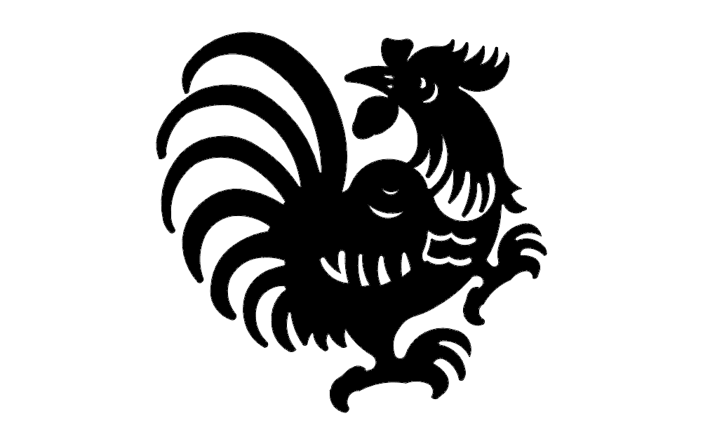 Stylized Rooster Silhouette Vector File for CNC Laser Cutting