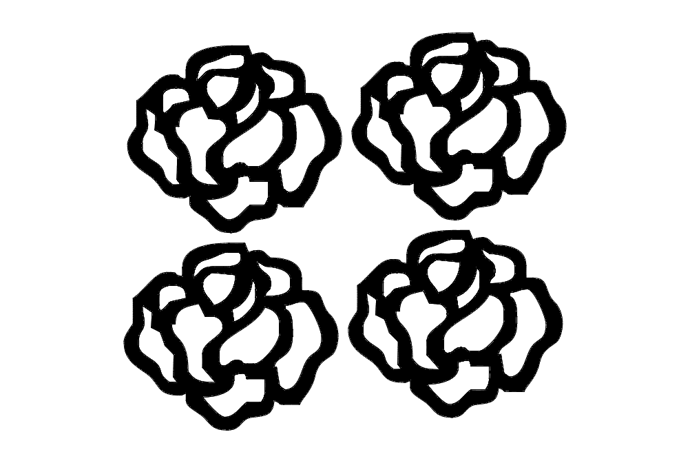 Stylized Rose Flower Vector DXF File for Laser Cutting