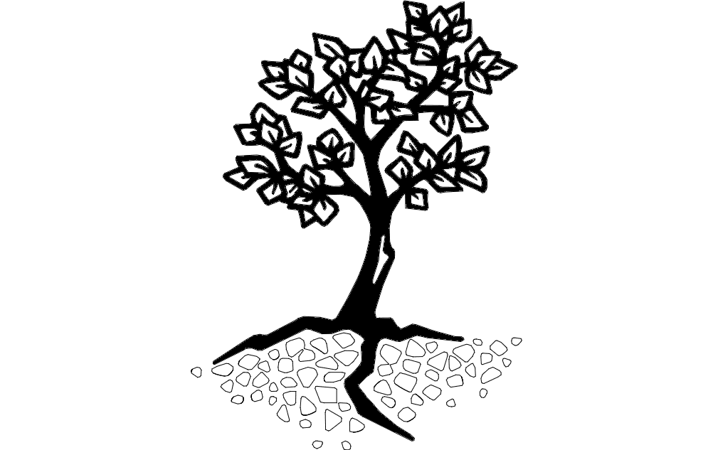 Stylized Tree Silhouette Vector Design for Laser Cutting DXF