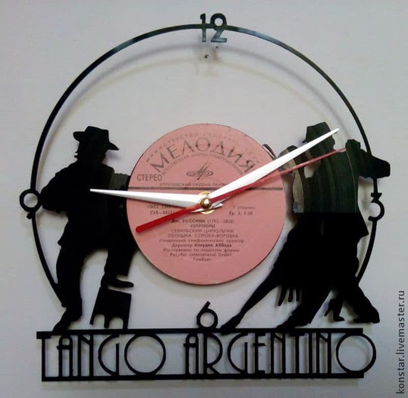 Tango Argentino Vinyl Record Wall Clock Vector DXF File