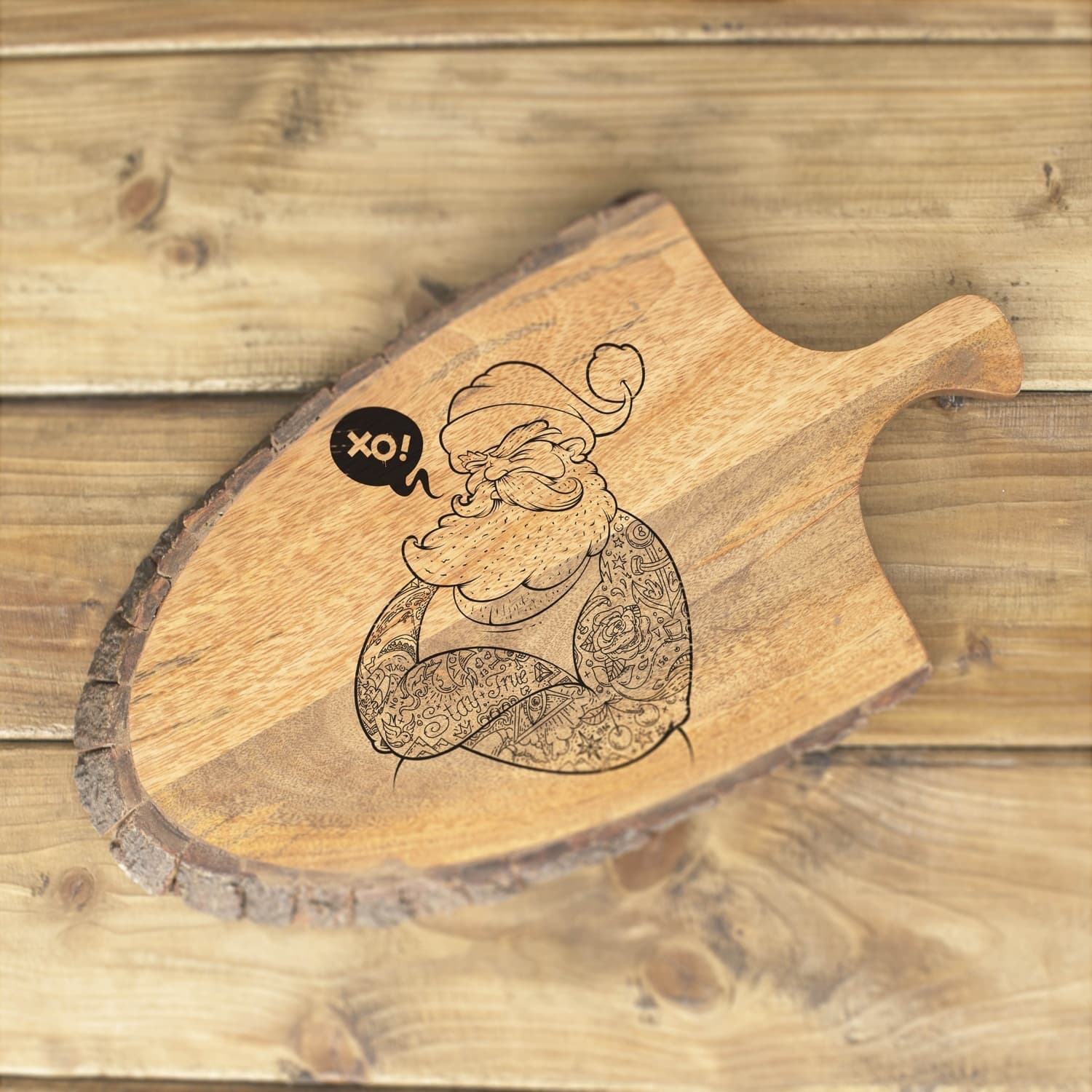 Tattooed Hipster Santa Claus Laser Engraving Vector File
