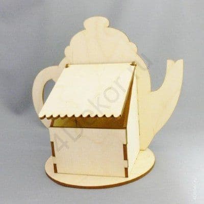 Teapot Shaped Tea Bag Organizer Laser Cut Vector File