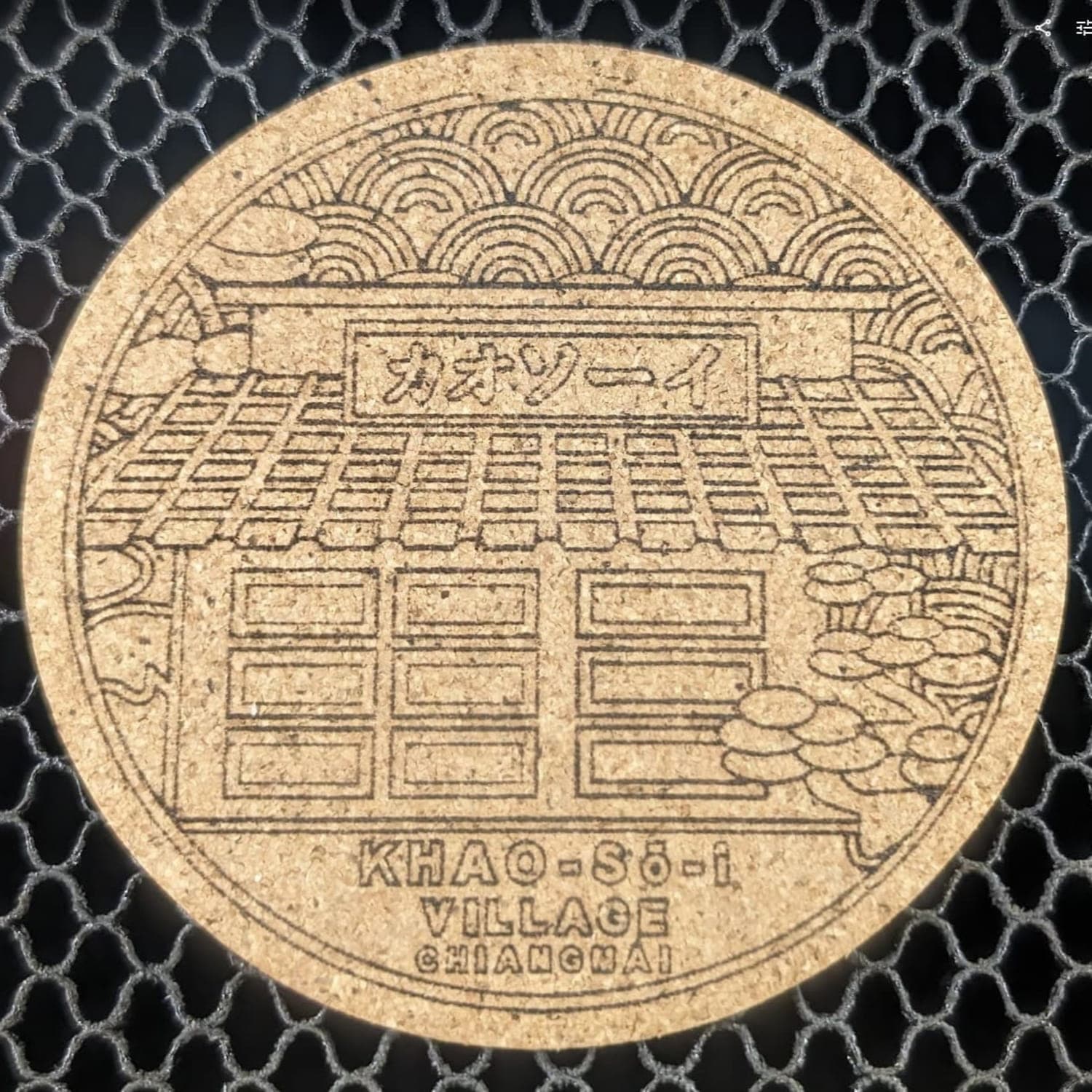 Thai Village Manhole Cover Coaster Laser Cut Vector SVG