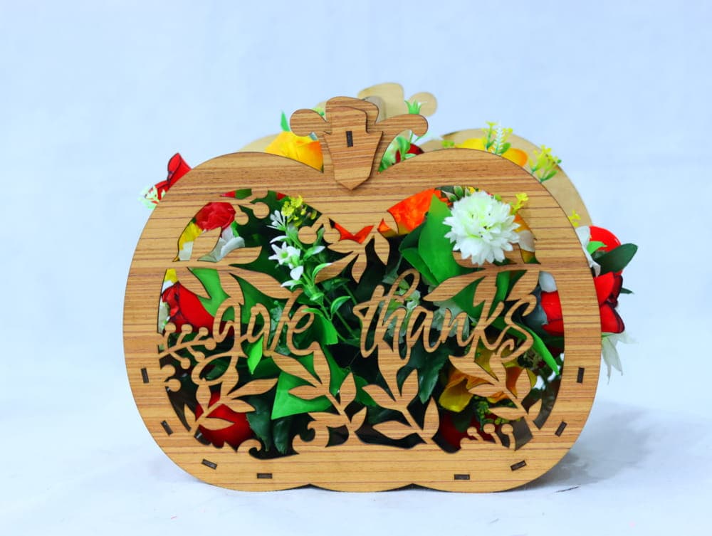 Thanksgiving Pumpkin Basket Laser Cut Vector File
