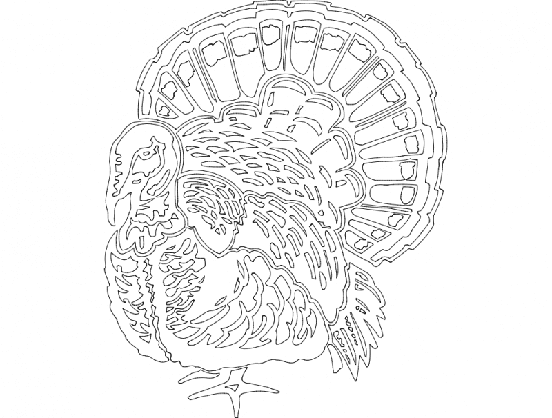 Thanksgiving Turkey Silhouette Vector File for Laser Cutting DXF