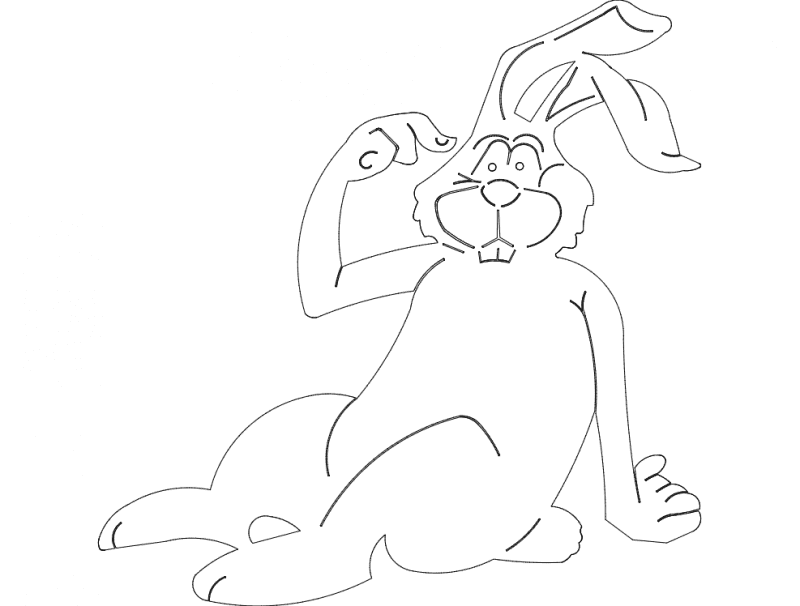 Thinking Cartoon Rabbit Vector Design for Laser Cutting DXF