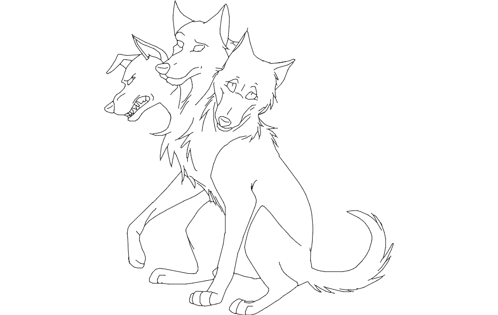 Three-Headed Cerberus Dog Vector Design for CNC Laser Cutting