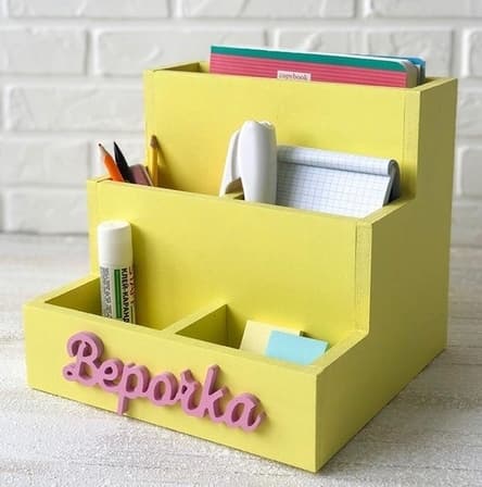 Tiered Wooden Desk Stationery Organizer Laser Cut Vector File