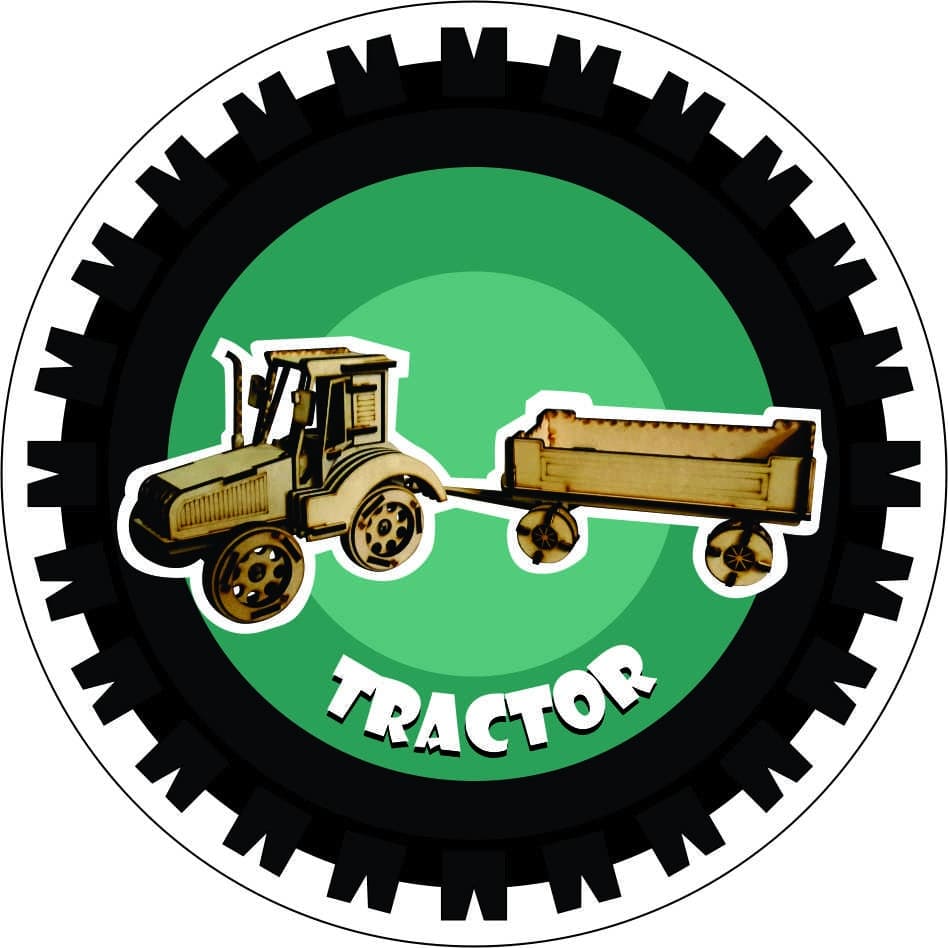 Tractor with Trailer 3D Puzzle Laser Cut Vector File