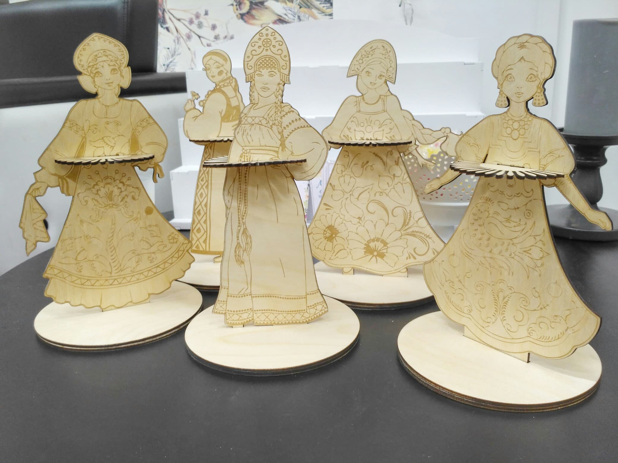 Traditional Slavic Girl Napkin Holders Laser Cut SVG Vector