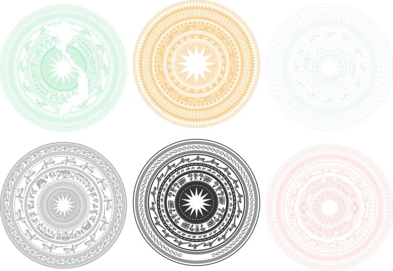 Traditional Vietnamese Dong Son Bronze Drum Vector Collection