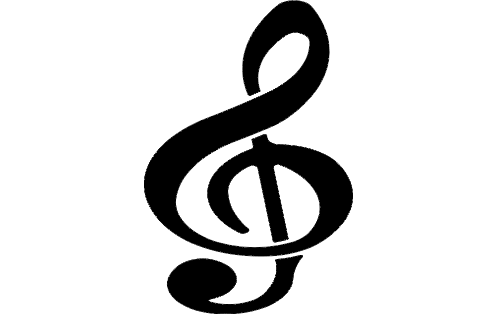 Treble Clef Musical Symbol Vector File for Laser Cutting DXF