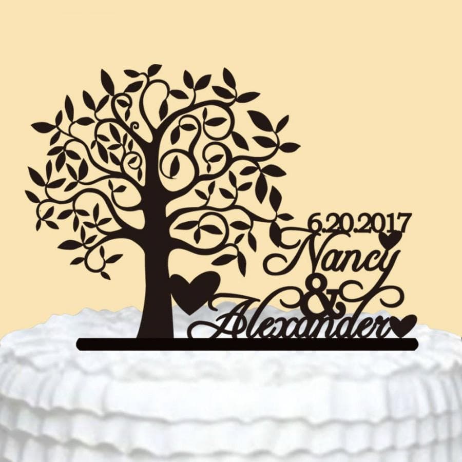 Tree of Love Personalized Wedding Cake Topper Vector File
