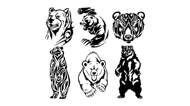 Tribal Bear Vector Collection for Laser Cutting DXF SVG