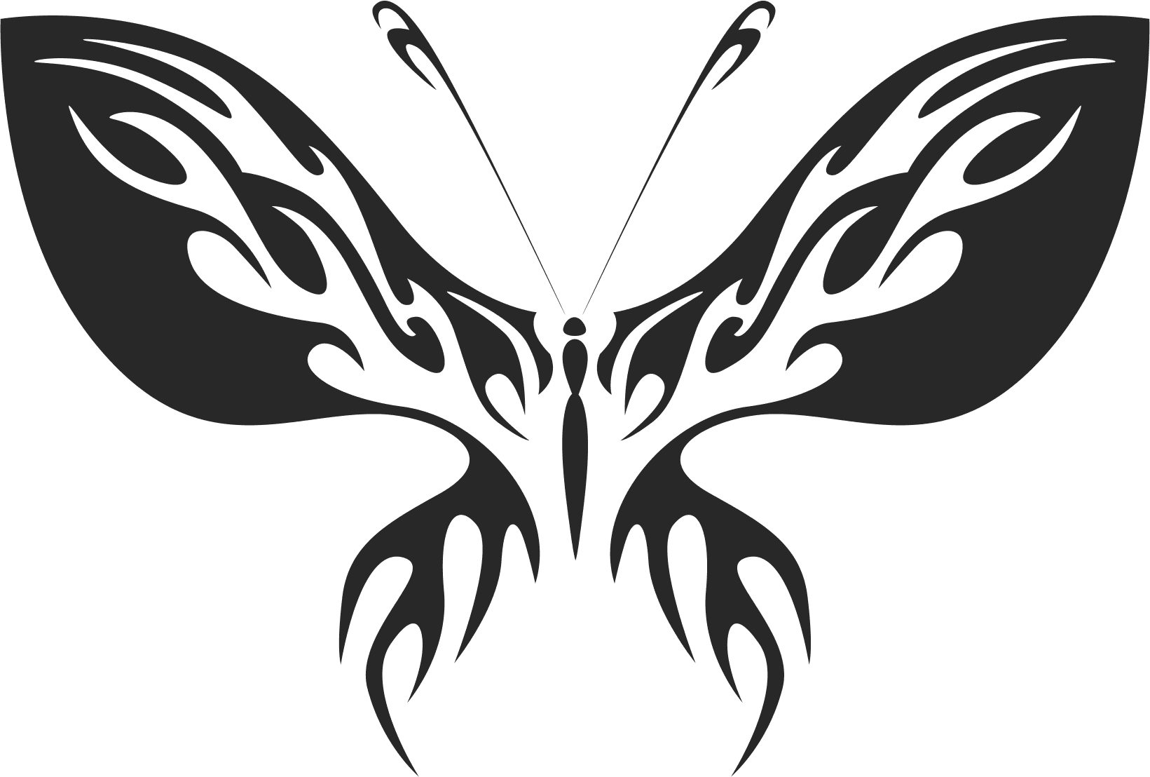 Tribal Butterfly Vector Silhouette for Laser Cutting (SVG, DXF)