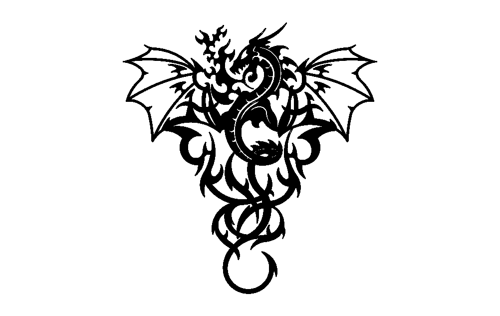 Tribal Dragon Silhouette Vector Design for Laser Cutting DXF