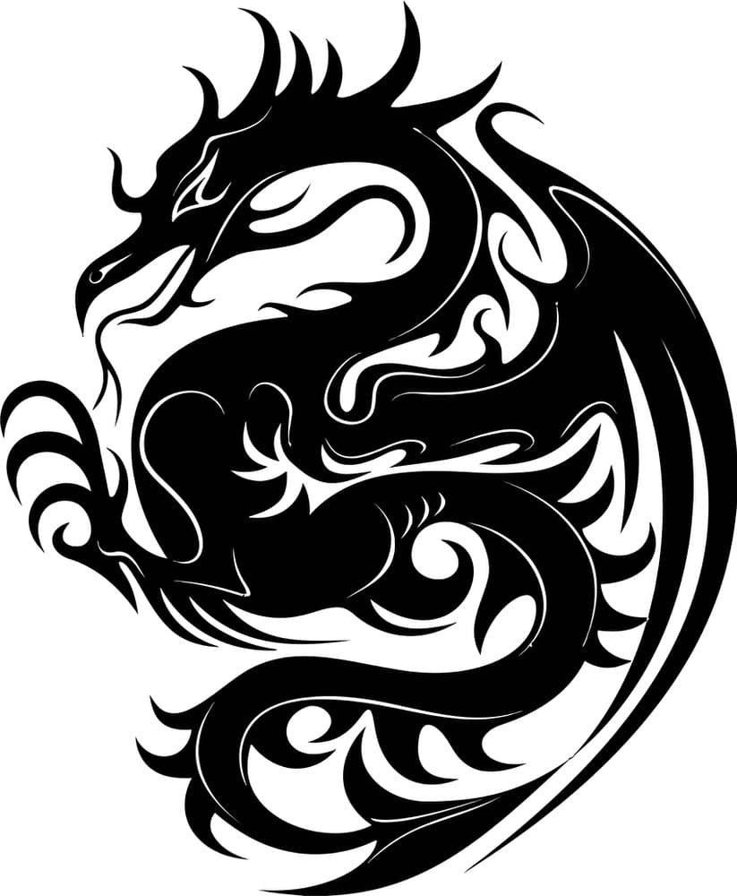Tribal Dragon Silhouette Vector for Laser Cutting - Free DXF/SVG