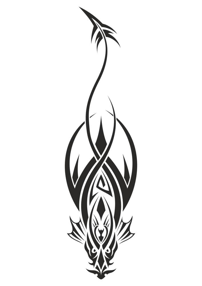 Tribal Dragon Tattoo Vector Design for CNC Laser Cutting