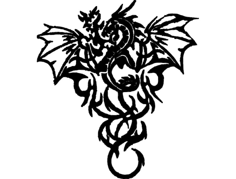 Tribal Dragon Vector Art Laser Cut File DXF