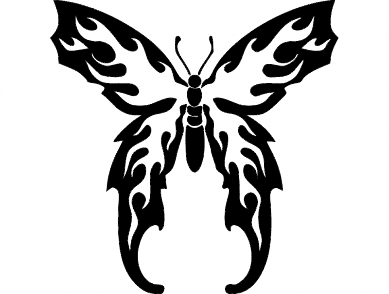 Tribal Flame Butterfly Vector Design for Laser Cutting DXF