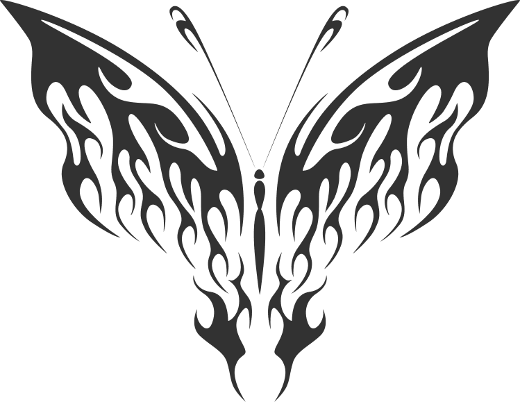 Tribal Flame Butterfly Vector Design for Laser Cutting