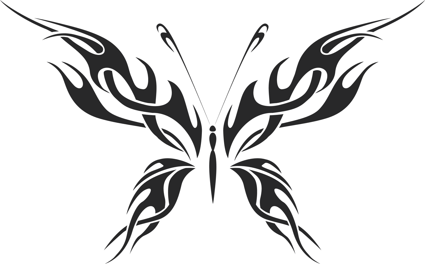 Tribal Flame Butterfly Vector Design - Free DXF File