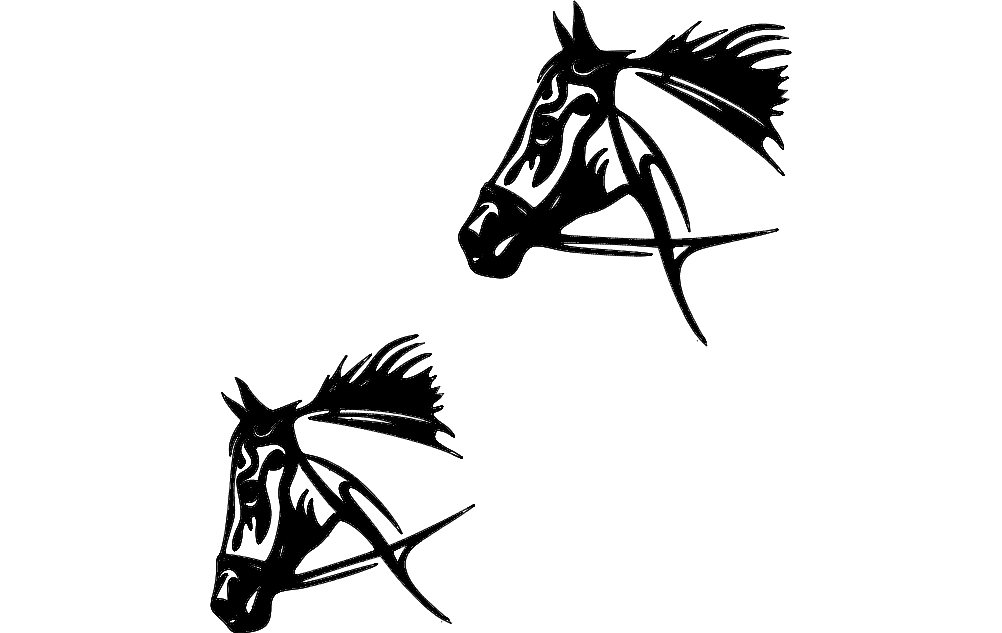 Tribal Horse Head Vector Design for Laser Cutting DXF