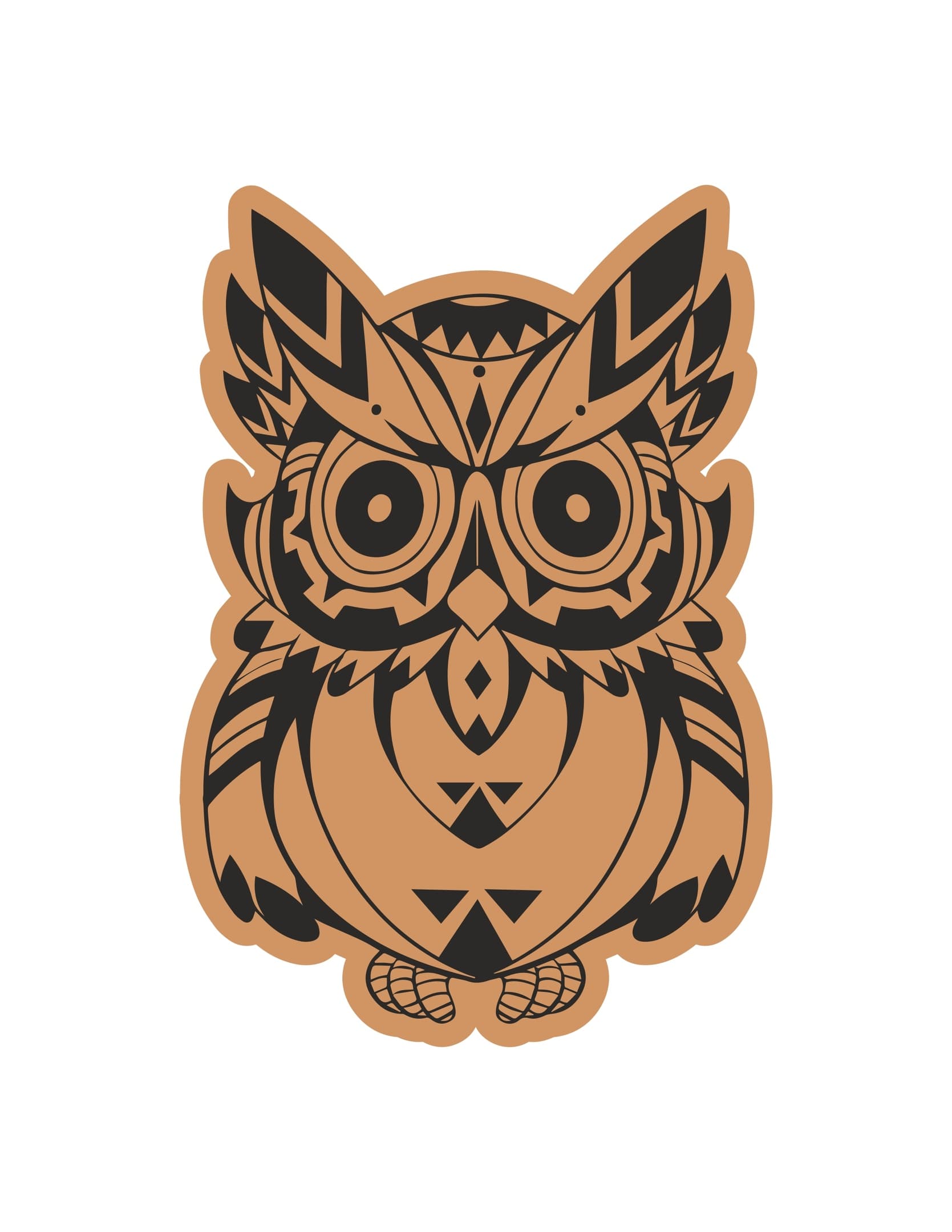 Tribal Pattern Owl Vector Design for Laser Cutting (DXF, SVG)
