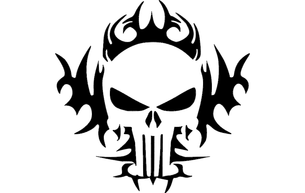 Tribal Punisher Skull Vector Design - Free DXF File
