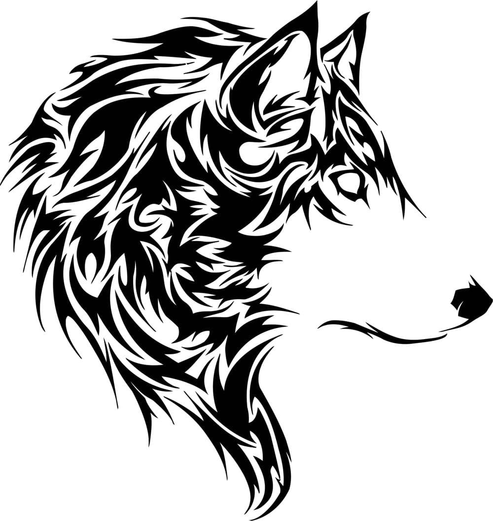 Tribal Wolf Head Silhouette Vector for Laser Cutting (EPS)