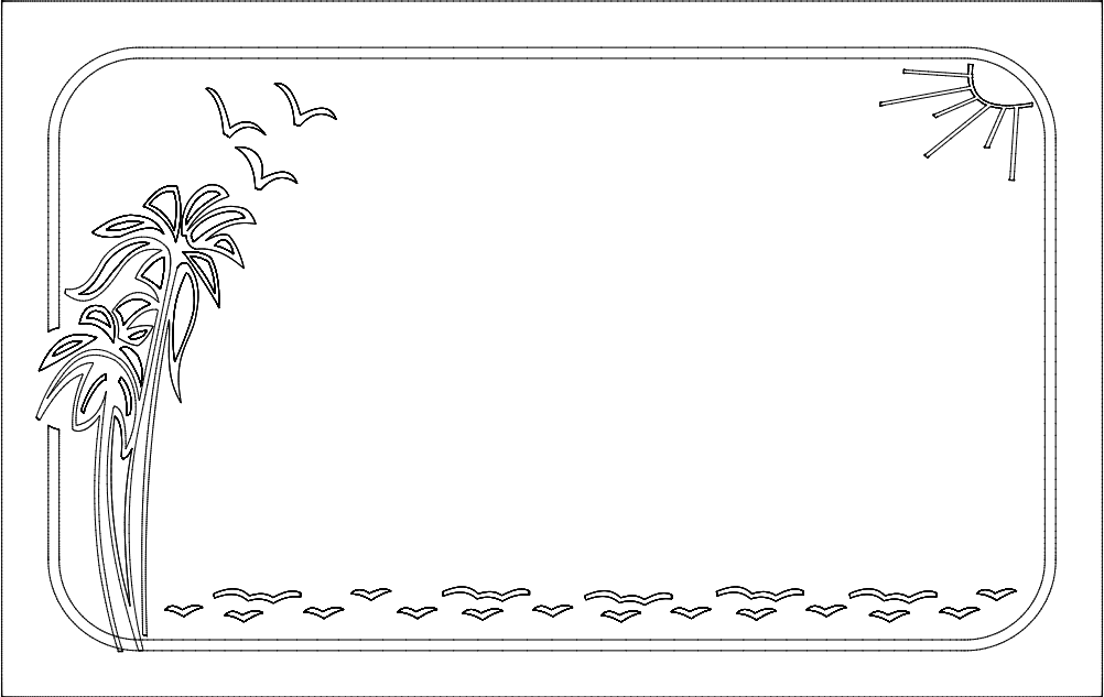 Tropical Beach Scene Frame Vector for Laser Cutting DXF