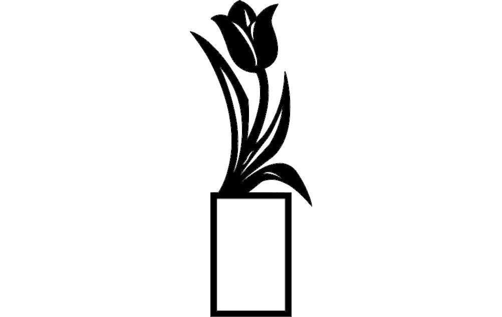 Tulip Flower Light Switch Plate Vector DXF File