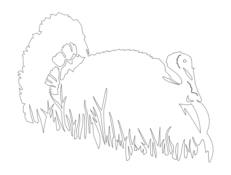 Turkey in Grass Silhouette Vector for CNC Laser Cutting DXF