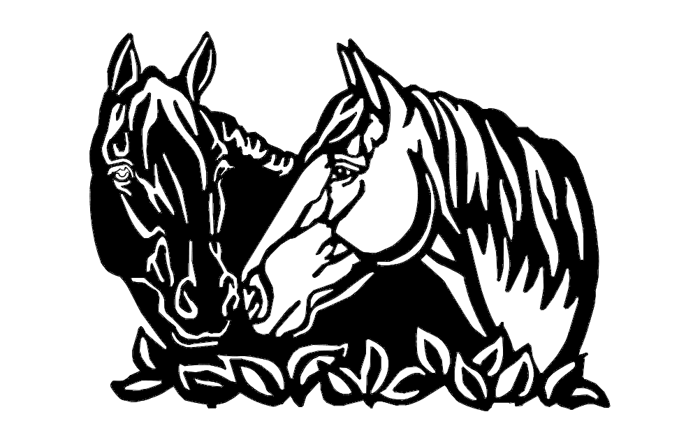 Two Horses Grazing Vector Design for Laser Cutting DXF