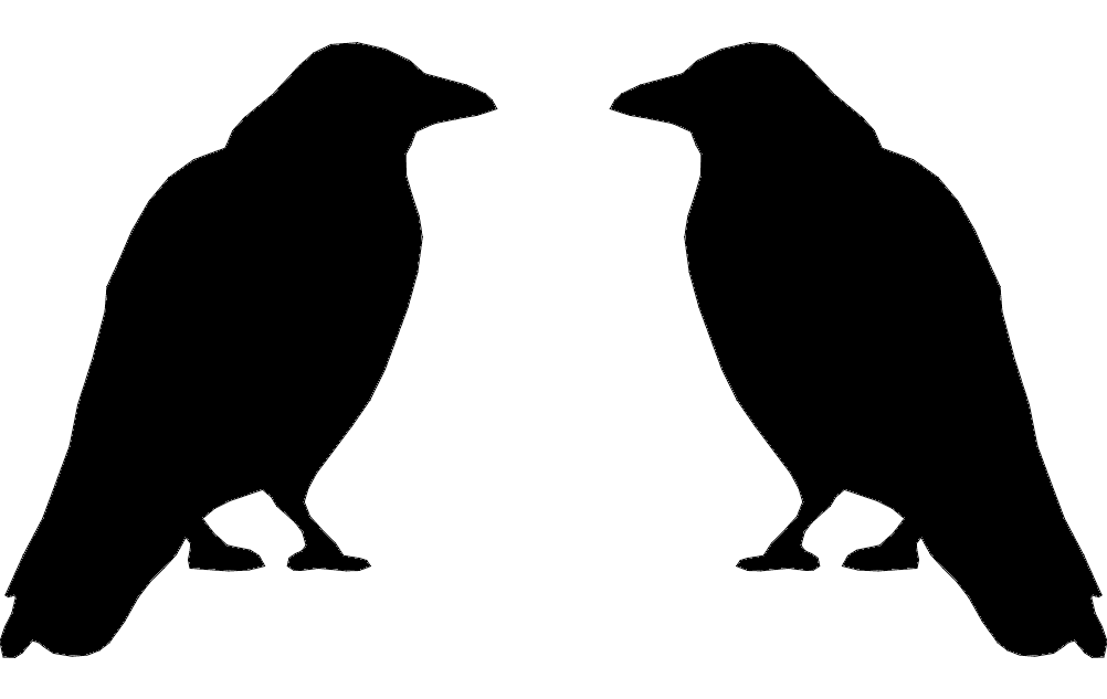 Two Ravens Silhouette Vector Design - Free DXF File