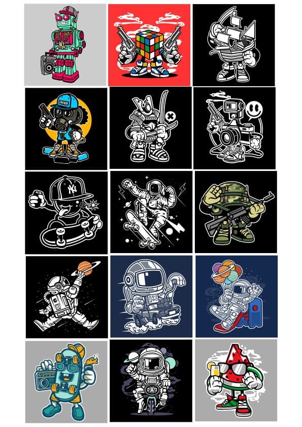 Urban Street Style Character Sticker Collection Vector DXF CDR
