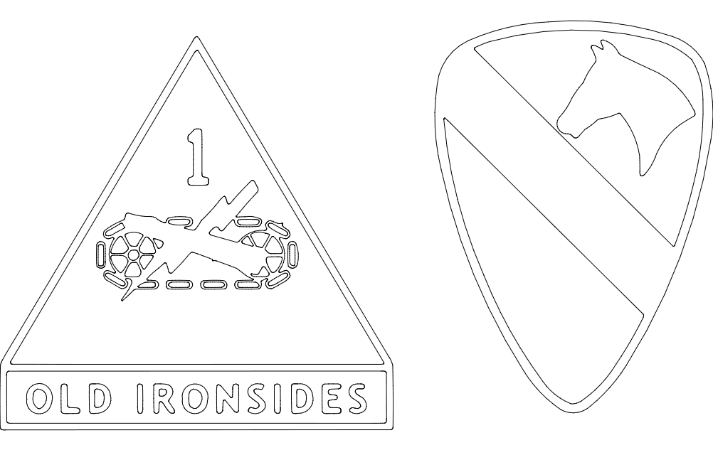 US Army 1st Armored and 1st Cavalry Division Logos DXF