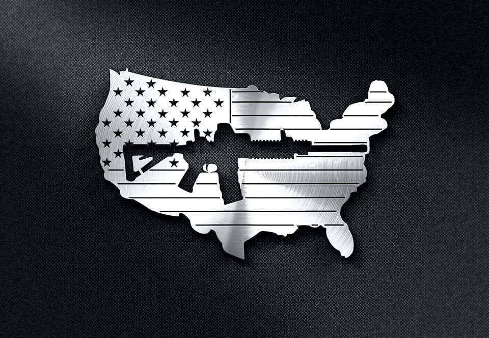 USA Map with Rifle Silhouette Vector DXF File