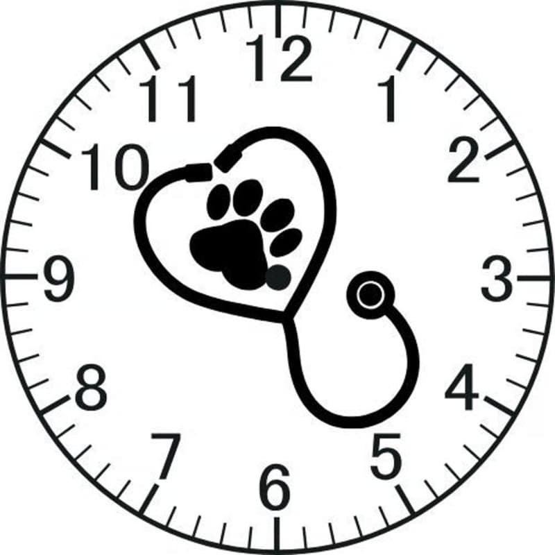 Veterinary Stethoscope Paw Clock Laser Cut Vector File