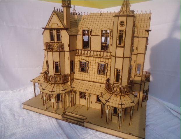 Victorian Dollhouse Mansion Laser Cut 3D Puzzle Vector Plan
