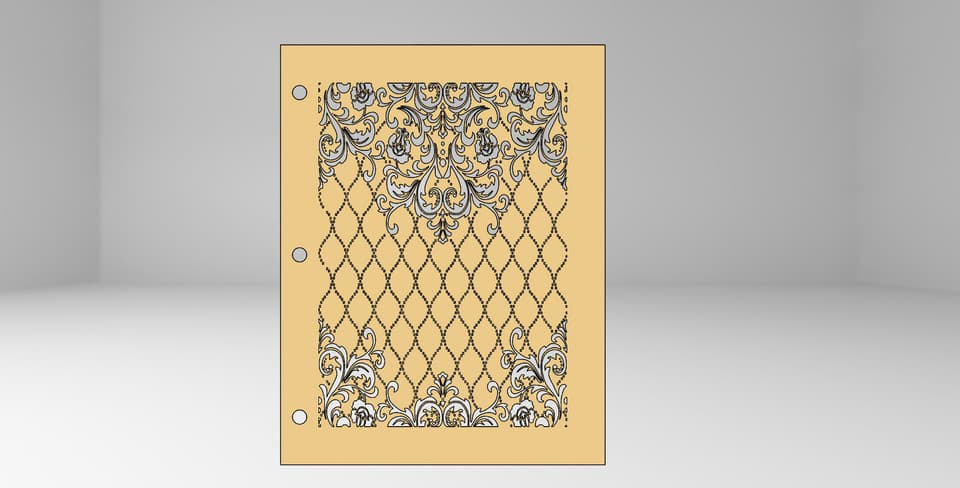 Victorian Floral Pattern Binder Cover DXF File