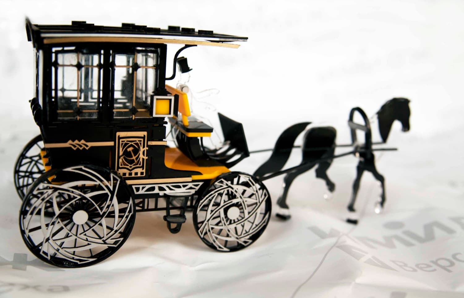 Victorian Horse Carriage 3D Puzzle Vector for Laser Cut