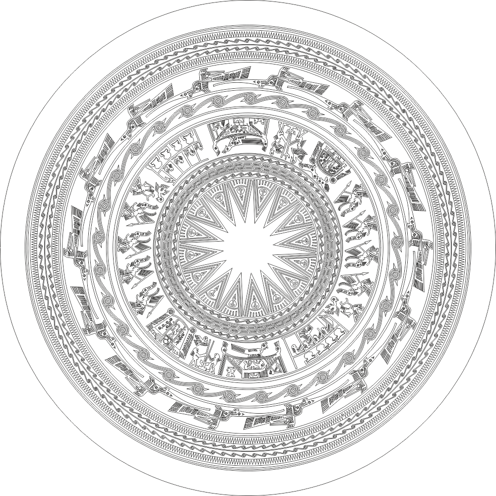 Vietnamese Dong Son Drum Vector Art for CNC and Laser Cutting
