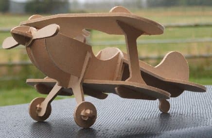 Vintage Biplane 3D Puzzle Vector Plan for Laser Cutting