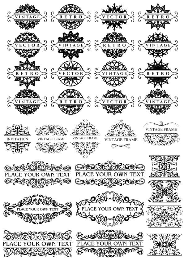 Vintage Calligraphic Ornaments and Frames Vector Collection
