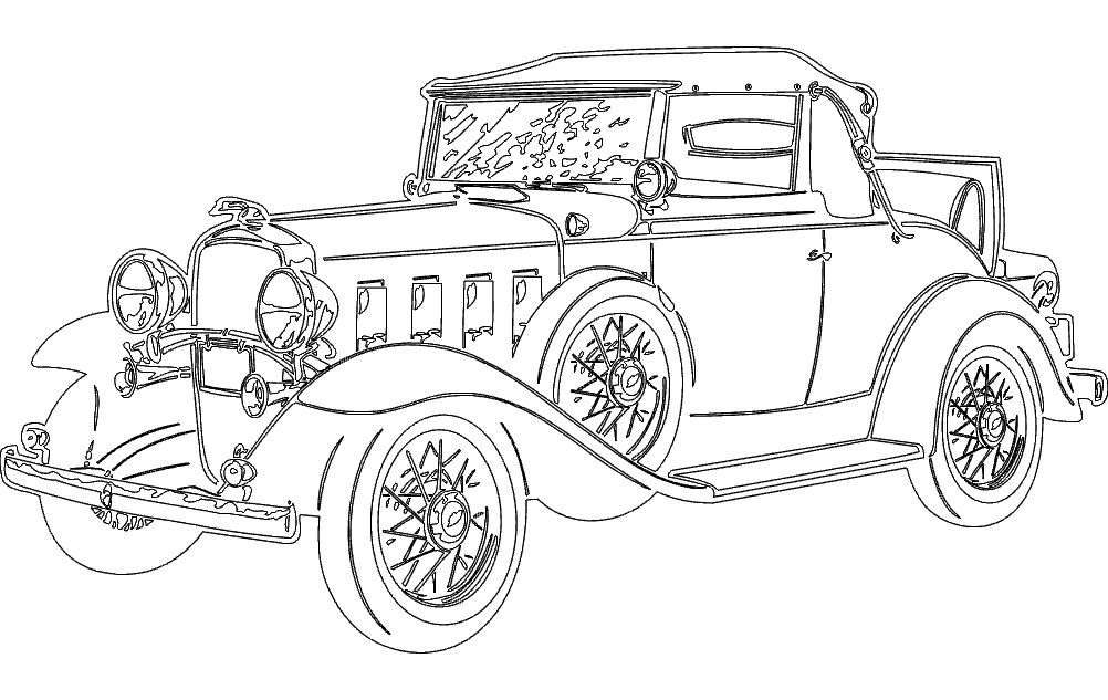 Vintage Classic Car Vector Art for CNC Laser Cutting DXF