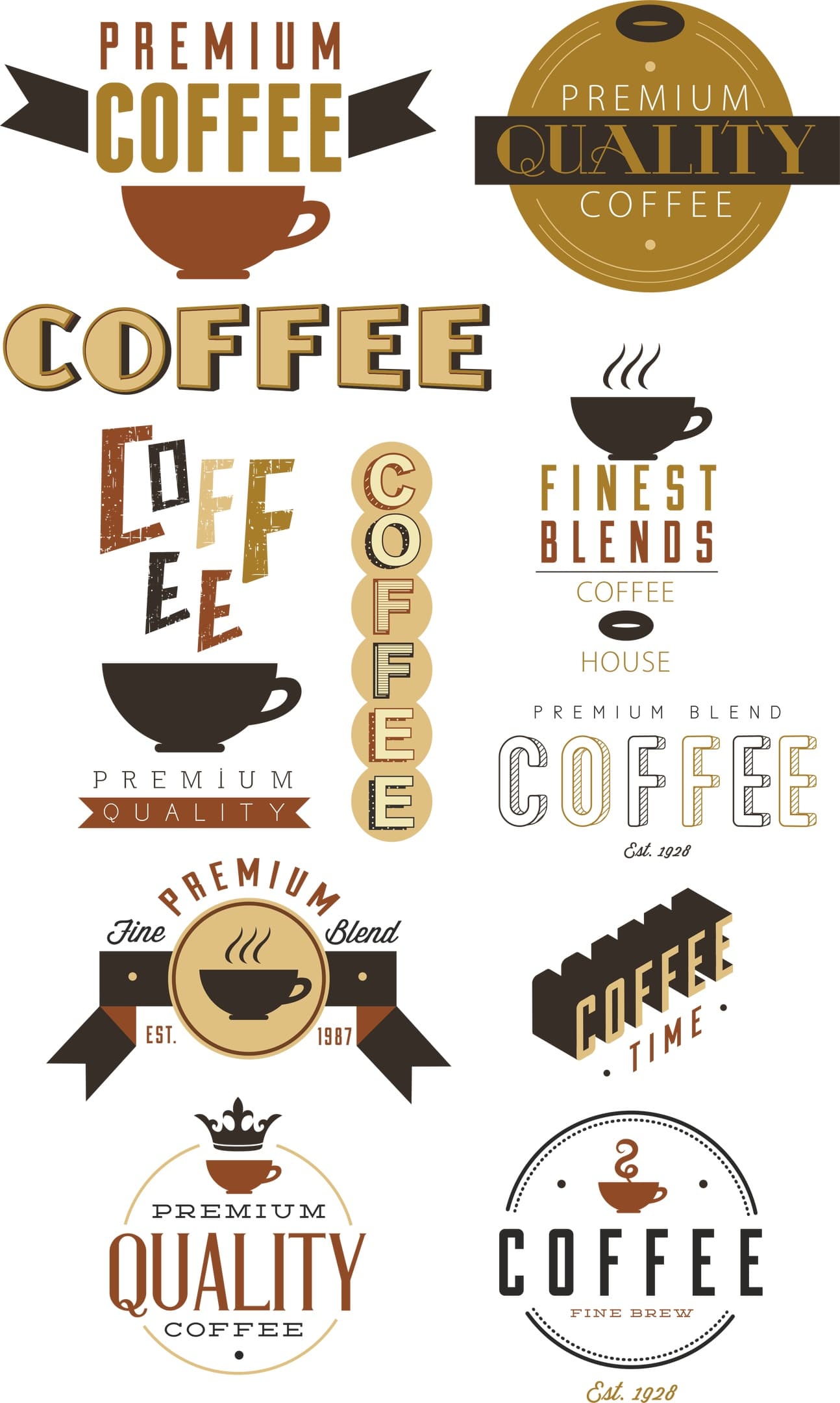 Vintage Coffee Shop Logo Vector Collection - DXF SVG AI