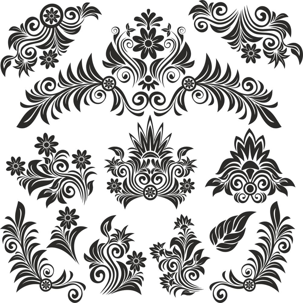 Vintage Floral Ornaments Vector Set for Laser Cutting