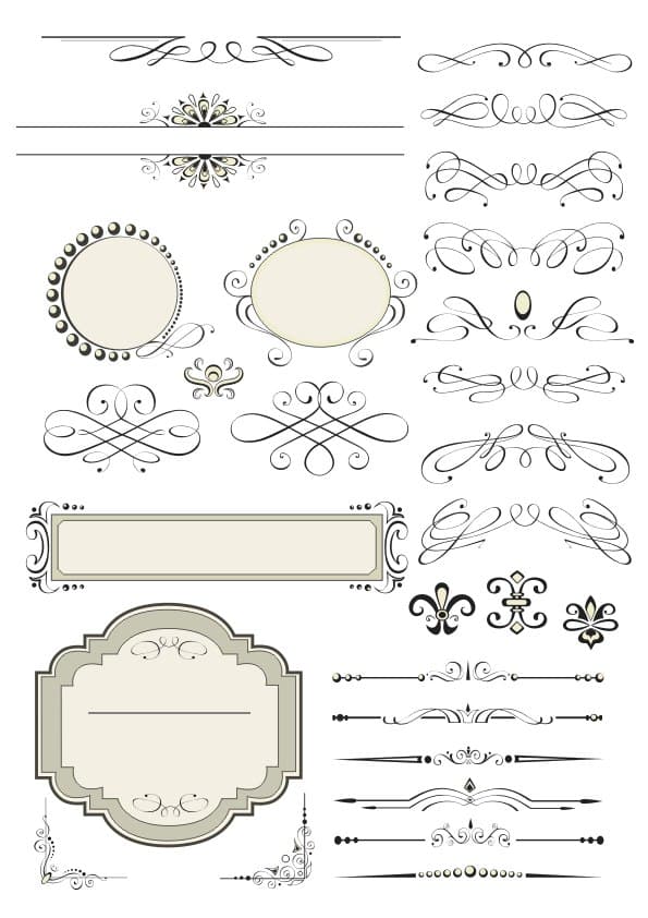 Vintage Flourish Ornaments and Decorative Frames Vector Set