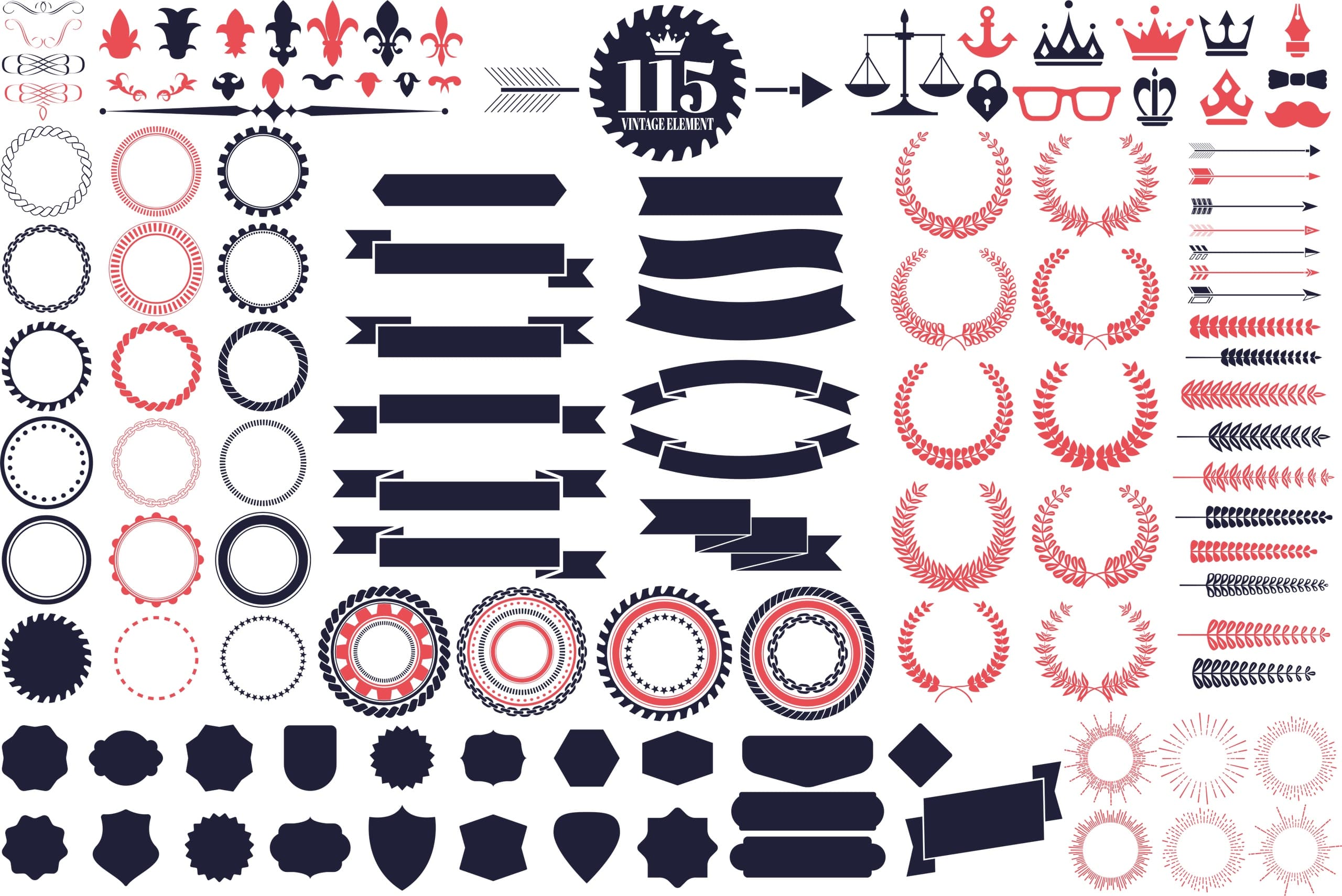 Vintage Logo Design Elements Vector Kit for Laser Cutting